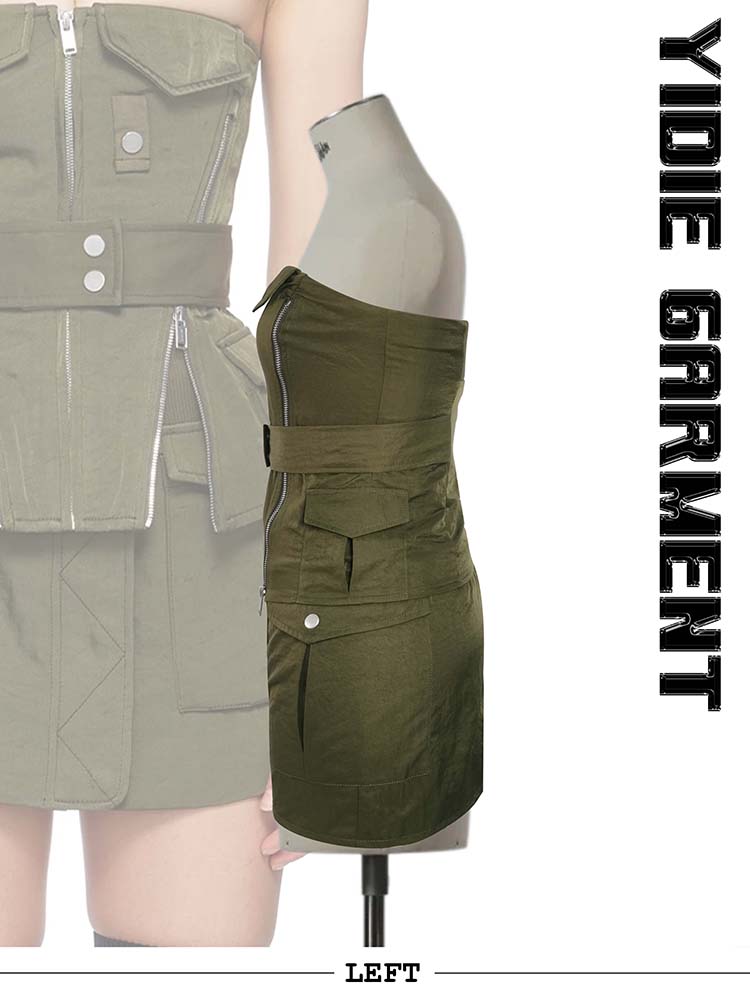 Womens Waterproof Green Aviator Mini Skirts