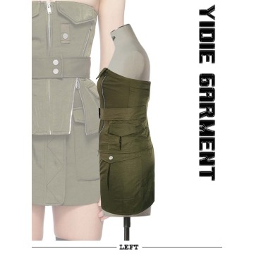 Corsetto per aviatore verde in nylon waterproof per donne