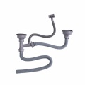 Double sink basin drainer with strainer waste pipe