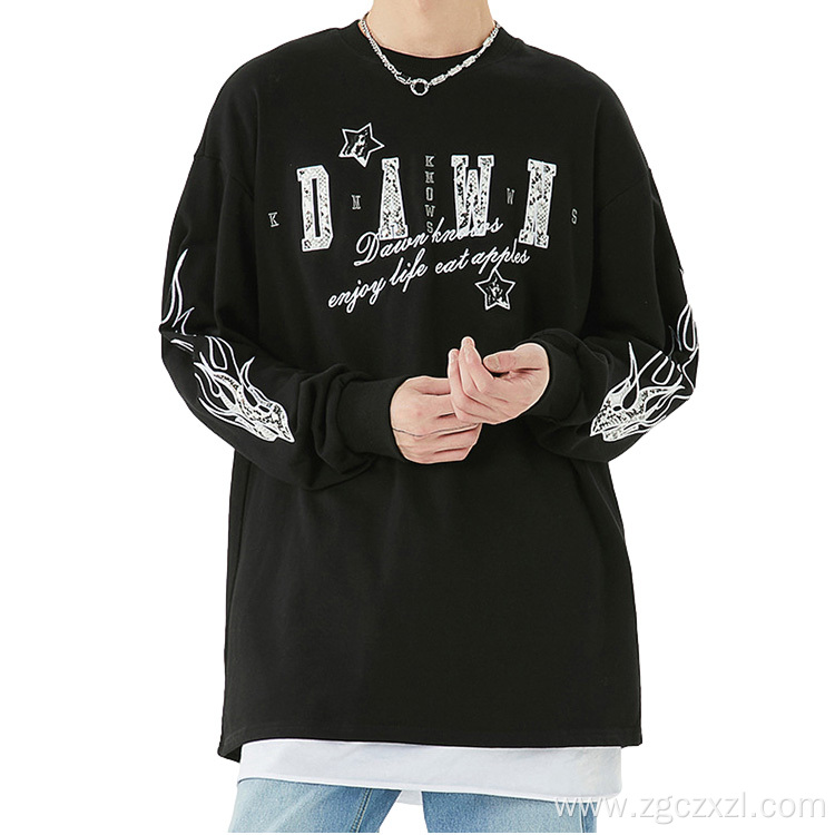 Couples Crew Neck Sports Retro Long Sleeve Sweater