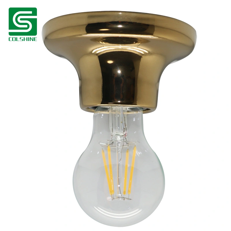 Golden E27 Ceramic Wall Socket with Screw Invisible