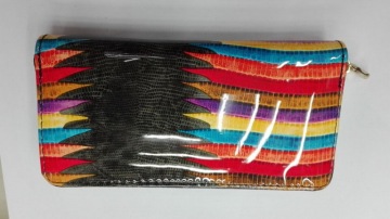 OEM color cross pattern long ladies leather wallet with zipper,fashion purse women leather wallet