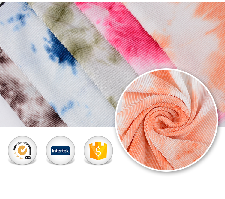 New arrival tie-dye pleated crinkle polyester fabric for jersey