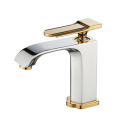 Brushed gold hot and cold washbasin faucet
