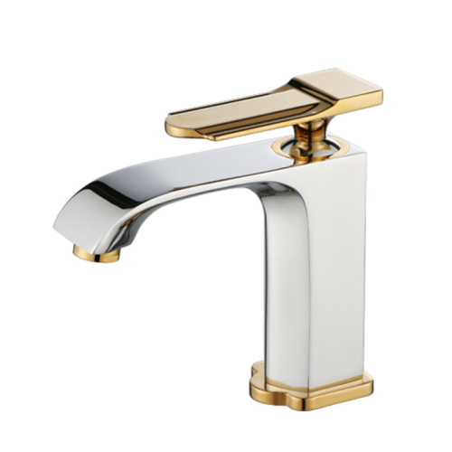 Brass Deck Mounted Faucet Brushed gold hot and cold washbasin faucet Supplier