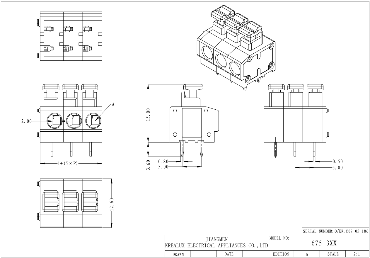 Terminal block connector for electrical installation