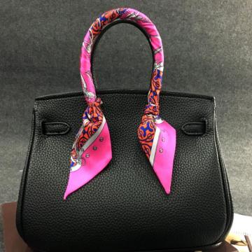 Hot Sale Ladies Fashion Printed Handbag Handle Silk Stain Scarf