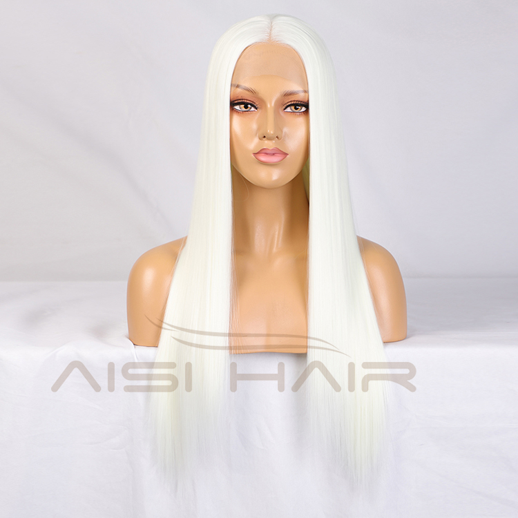 Aisi Hair Top Quality Long Silky Straight White Wig 26 Inch Long Swiss Lace Wigs Synthetic Lace Frontal Wigs For Black Women