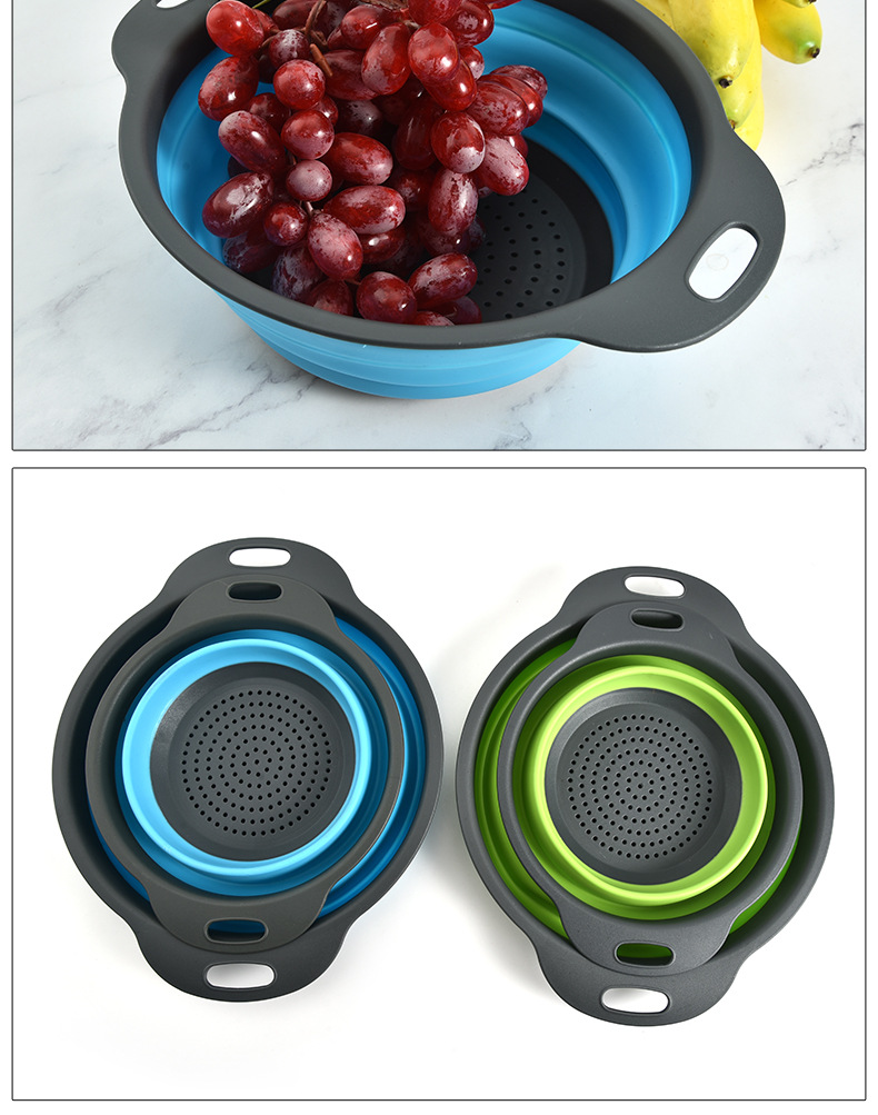 Kitchen Collapsible Silicone Colander Fruit Vegetable Strainer Basket