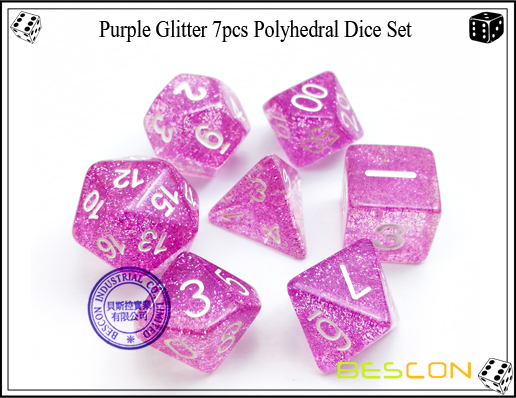 Surtido de brillos de colores 7pcs dados poliédricos Set-18 Assorted Colored Glitter 7pcs Polyhedral Dice Set-18