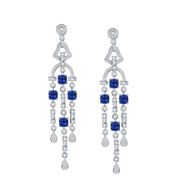 Stunning Large Lab-Grown Sapphire Stud Earrings with Drop Tassel and 925 Sterling Silver - Blue Sapphire Jewelry