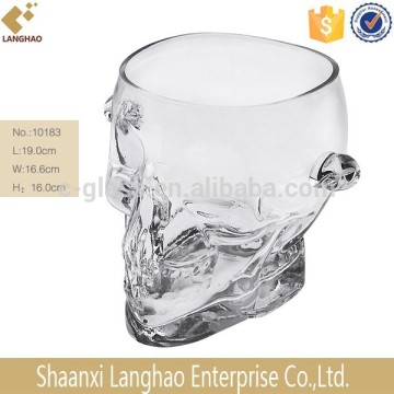Large Clear Skull Glass Vodka Ice Bucket