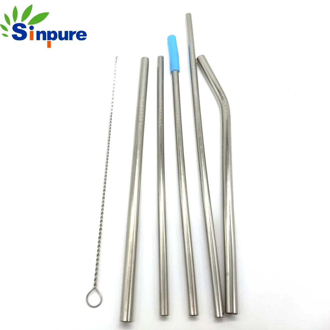 China Supply Stainless Steel Metal Drinking Straws Free Cleaning Brush Included