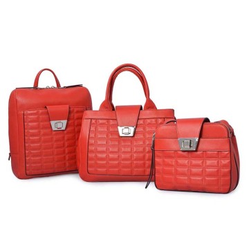 Borse shopping in pelle multifunzione in pelle saffiano rossa