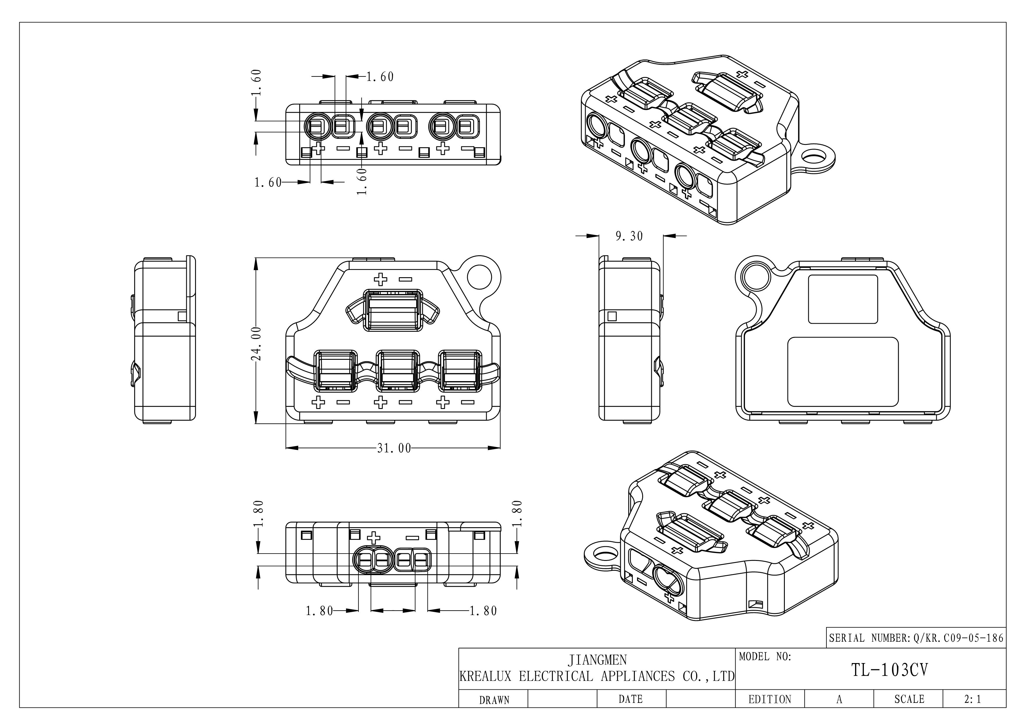 3 Poles LED Connector System