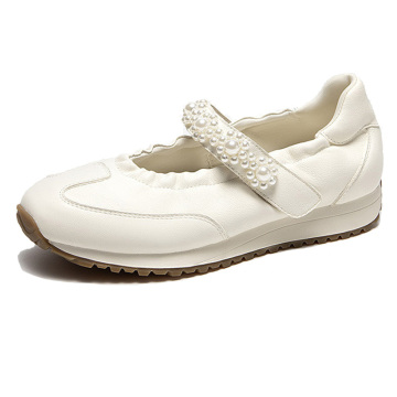 Ballet-Inspired Pearl Sneakers for Women's Casual Wear