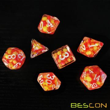 Bescon Firey Pearl Polyedrisches Würfelset, Fire Pearl Poly RPG Würfelset mit 7 Stück