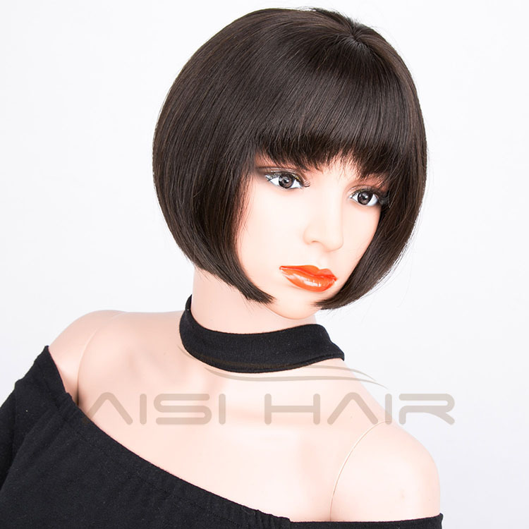 Aisi Hair Wholesale Natural Black Short Cute Bob Full Lace Wig 100% Brazilian Human Hair Wigs