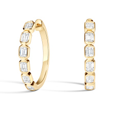 2CT Emerald Lab Diamond 18K YG Hoops