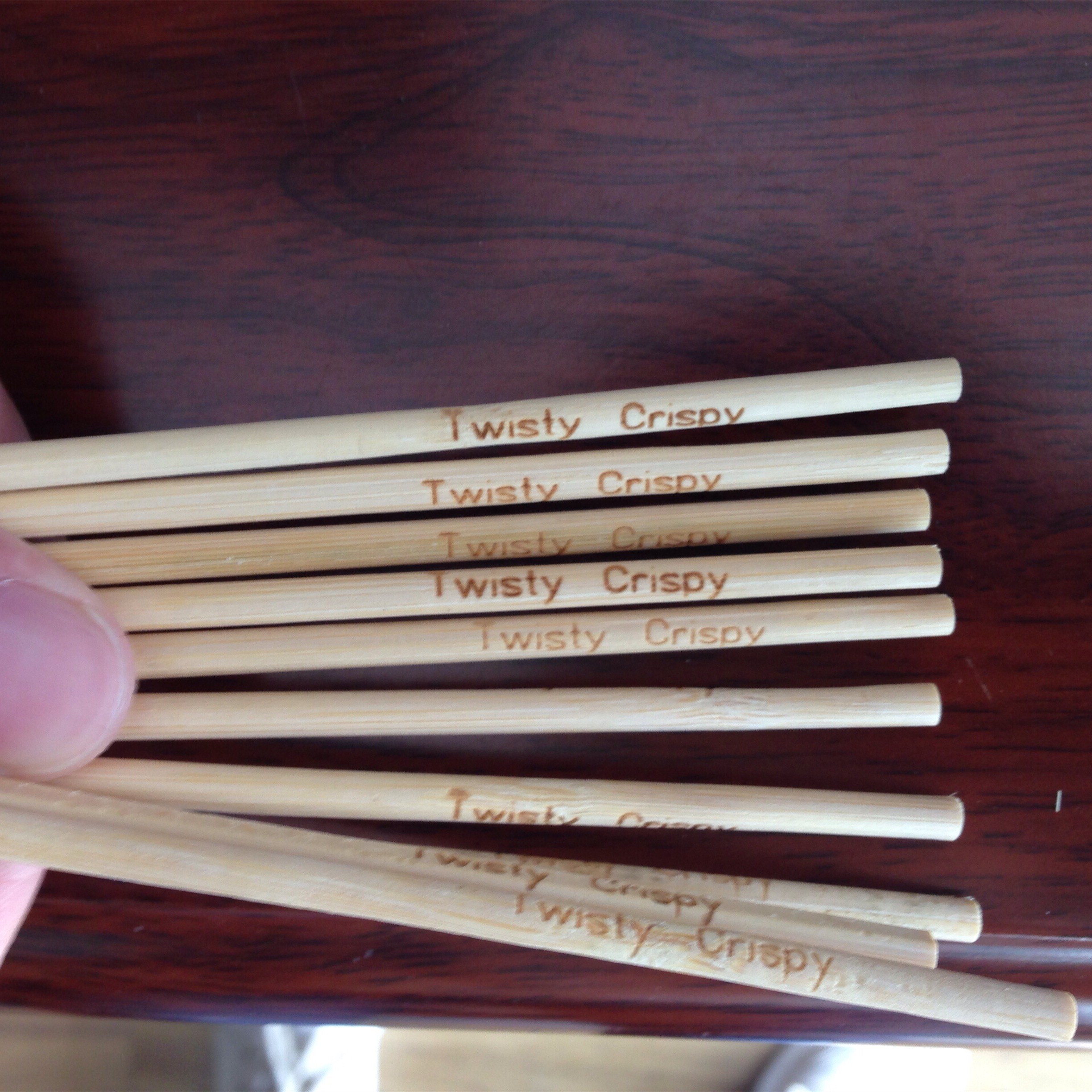 Bamboo sticks with logo