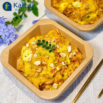 Biodegradable Octagonal Kraft Salad Bowl with Lid