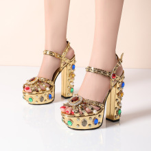Shopee Women's Diamond-Studded High Heel Sandals - Plus Size Summer Fashion