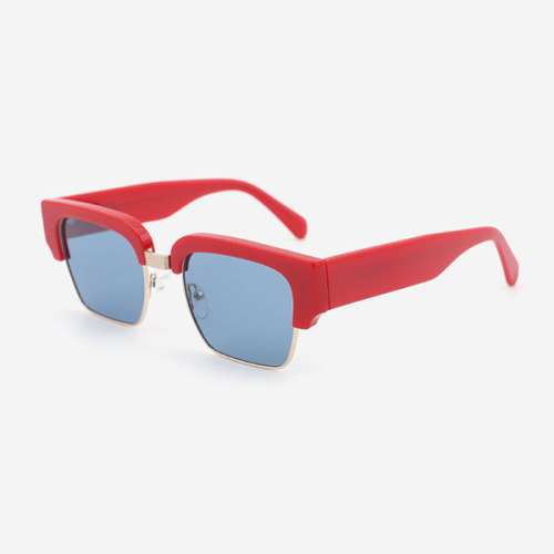 Classic Square Acetate And Metal Combined Unisex Sunglasses 23A8109