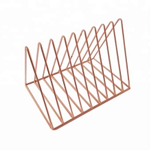 Desk Organizer Copper Color Triangle Steel Wire Bookshelf