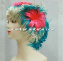 flower wigs for white women cheap colorful party wig fan wigs