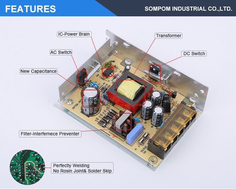 High quality 36W smps DC 18V2A 2 amp regulated power supply pcb