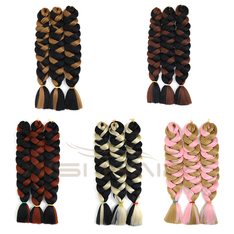 Aisi Hair Mixed Color Top Quality 82 Inch Braid Hair Low Temperature Flame Retardant Fiber Braiding Hair Extension For Women