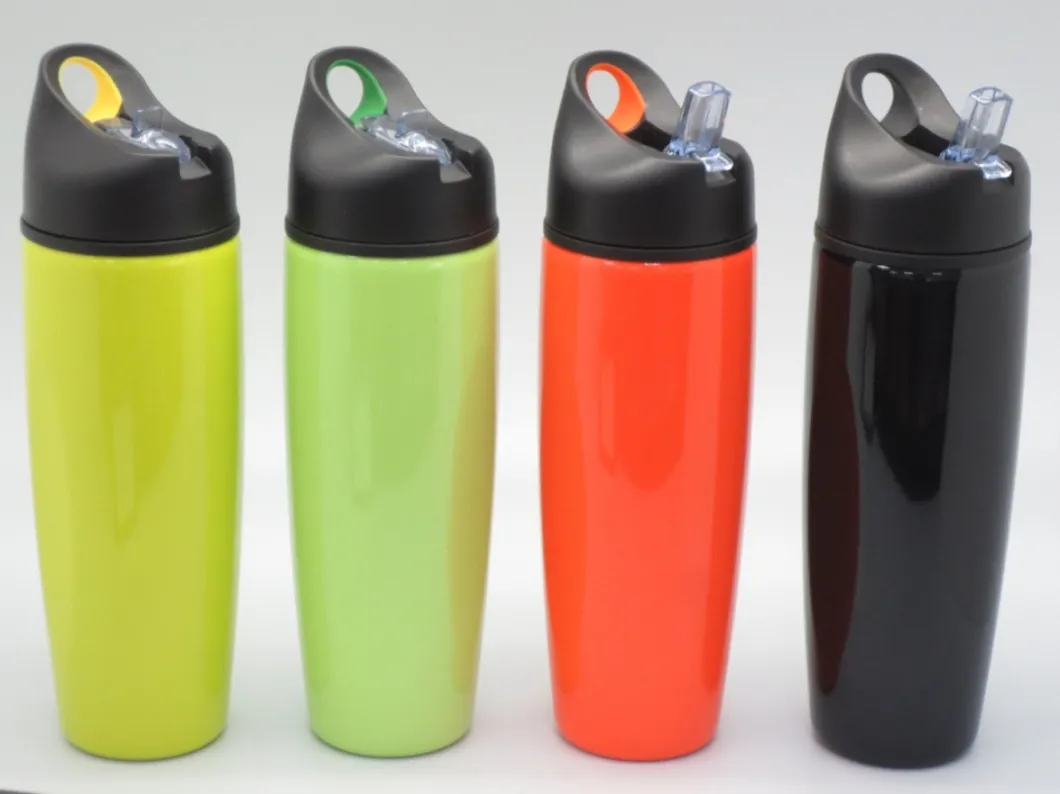 Stainless Steel Single Wall Sports Bottle with Straw