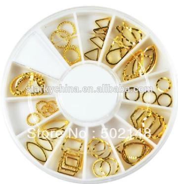 different shapes super flash metal rims nail accessories metal ring circle star rings