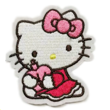 Hello Kitty geweven borduurwerk opstrijkbare patches