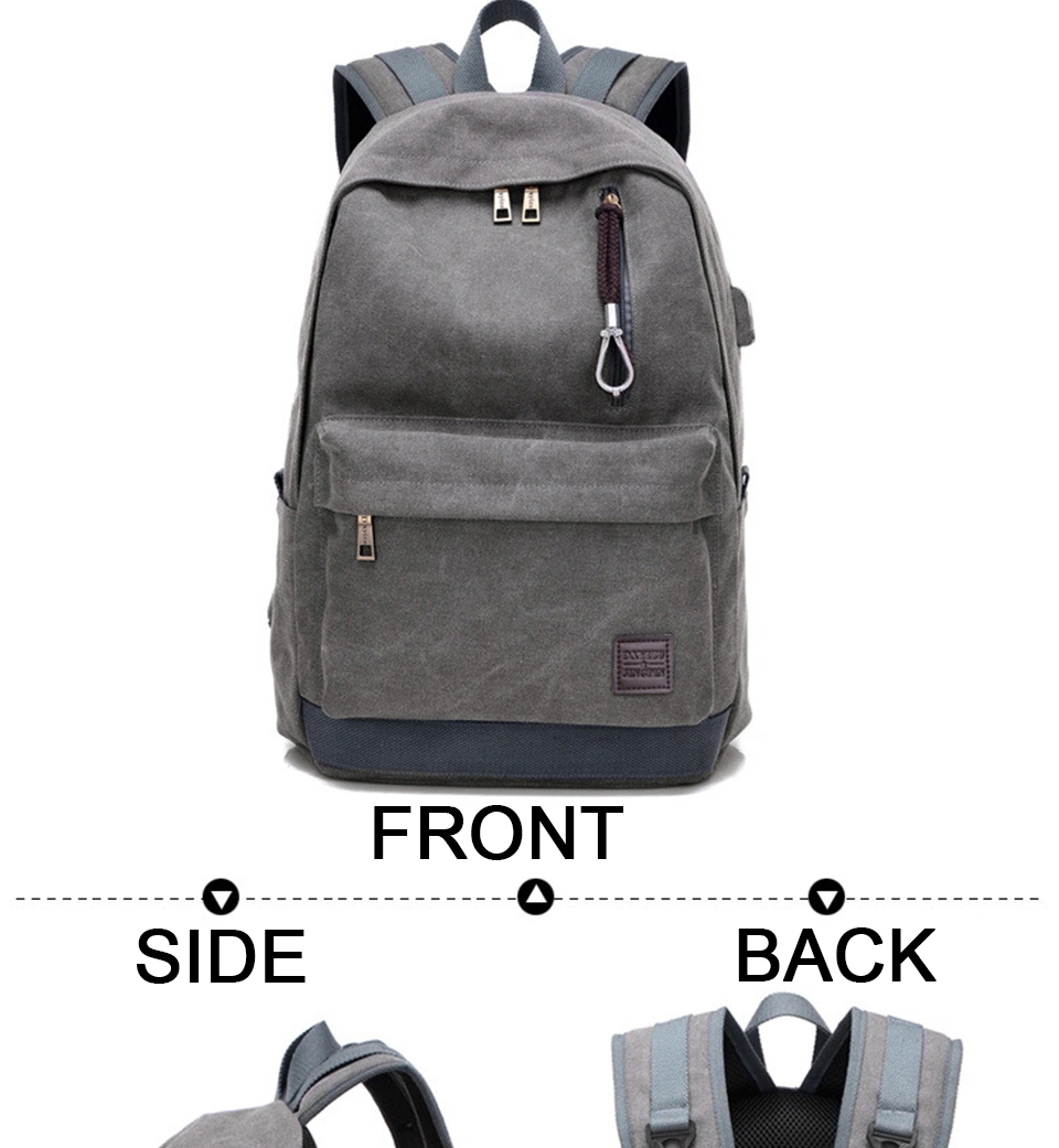 Male Canvas Backpack College Student School Backpack Bags for Teenagers Laptop Mochila Casual Women Rucksack Travel Daypack