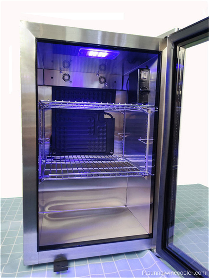 Fridge de bière de bar en acier inoxydable avec porte en verre