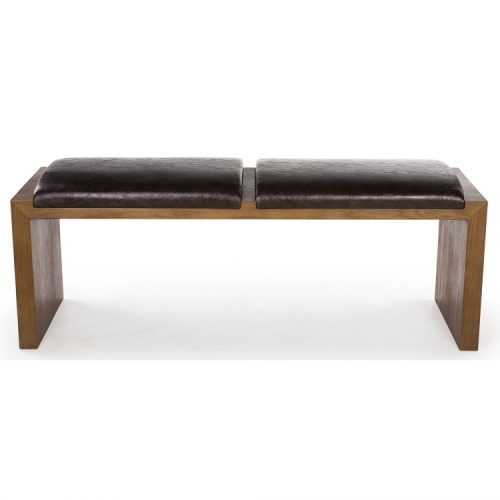 Banco de sofá de asiento de amor de restaurante de cuero de madera elegante