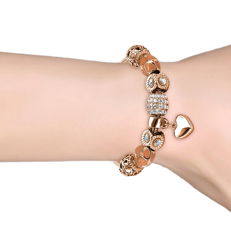 Premium Austrian Crystal Jewelry Bling Cute Open Heart Bellissa DIY Charm Bracelet for Women