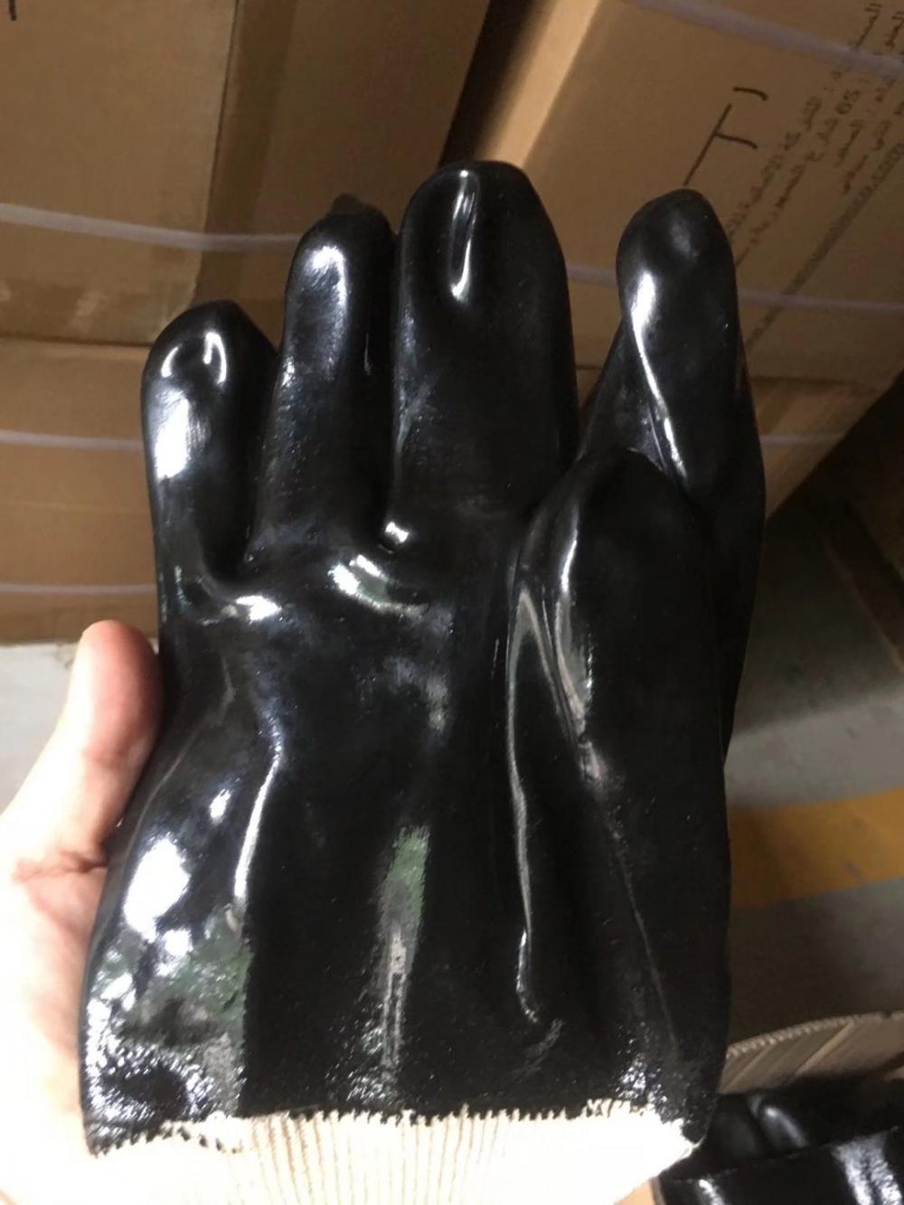 Black PVC Baumwollverzögerung mit glatten Handschuhen