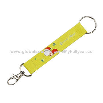 Short Lanyard with Carabiner Hook, Made of Nylon with Rubber Logo, Customized Designs are Welcome