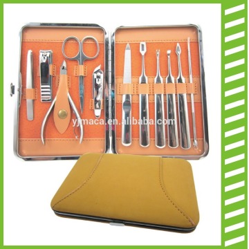 Factory hot sale high end customized leather manicure tools kits set
