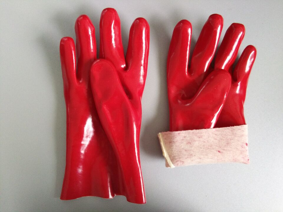 Standard Red PVC gauntlet open cuff 11 inch gloves