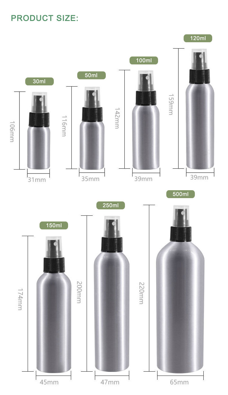 50ml Silver Aluminum Bottle