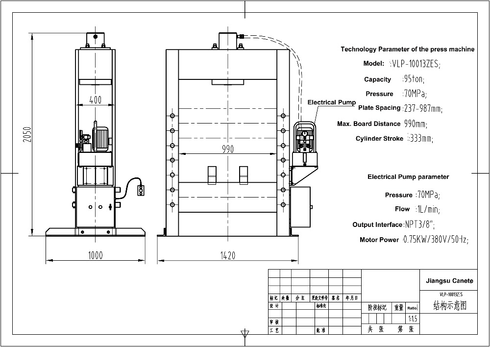 100 Ton Hydraulic Workshop Press Machine