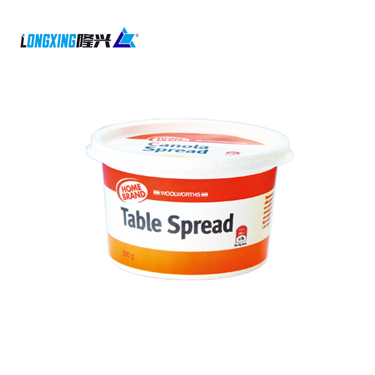 500g Printed Butter Round Plastic Food Container with Printed Lid