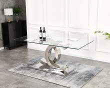 Modern Silver Stainless Steel Dining Table