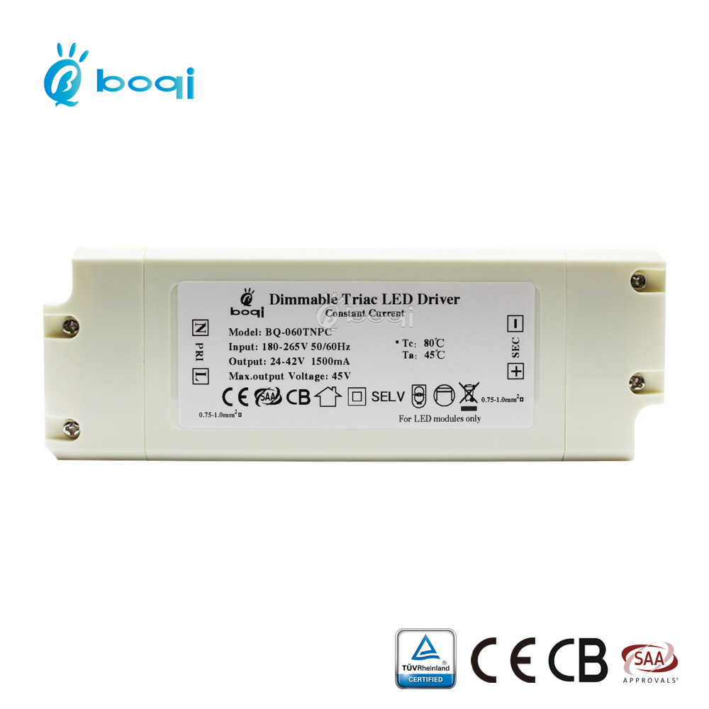 High quality triac 60w phase cut dimmable driver 1500mA for led panel light