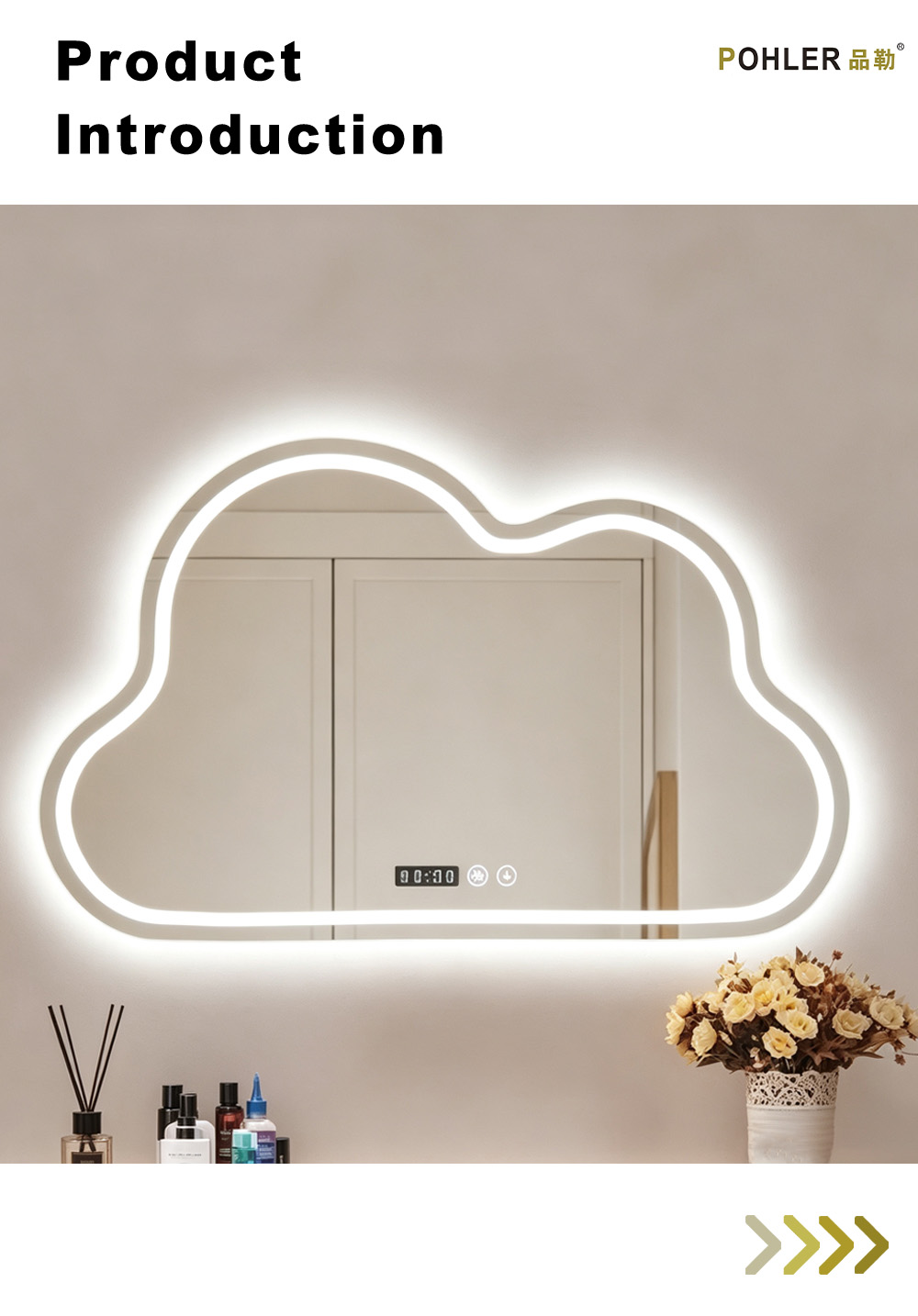 D067 Зеркало со светодиодной подсветкой в форме облака X D067 Cloud Shape LED Mirror X