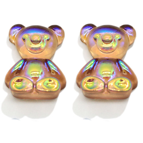 3D AB coloré gommeux ours résine Cabochon Flatback Animal lumineux ours charmes pour bricolage maison artisanat boucle d&#39;oreille pendentifs fabrication de bijoux