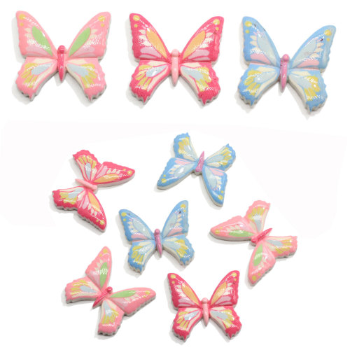 Hot Selling 100Pcs/Lot Butterfly Resin Flatback Cabochon Kawaii Butterfly Embellishment For Scrapbooking Hair Bows Craft